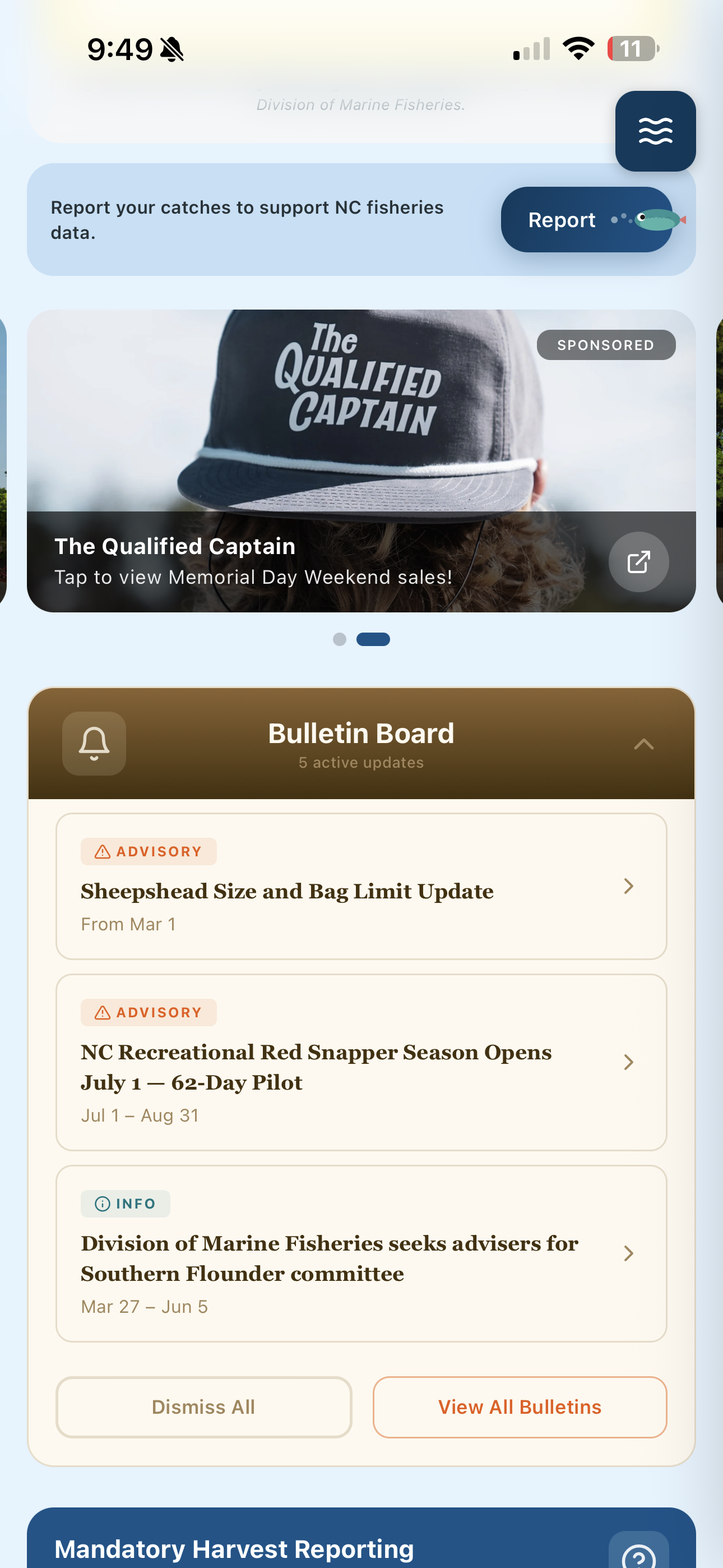 Fish Log Co. bulletin board screen